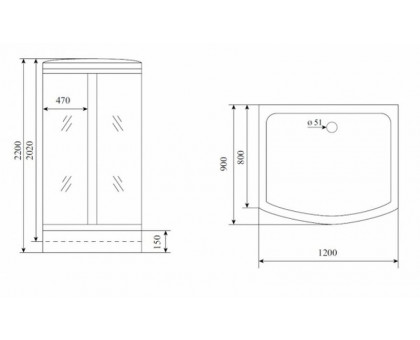 Душевая кабина Timo Comfort T-8815 F 120х90 см Fabric Glass