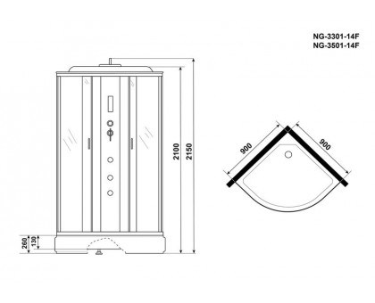 Душевая кабина Niagara NG-3301-14F 90х90 см, с матовыми стеклами