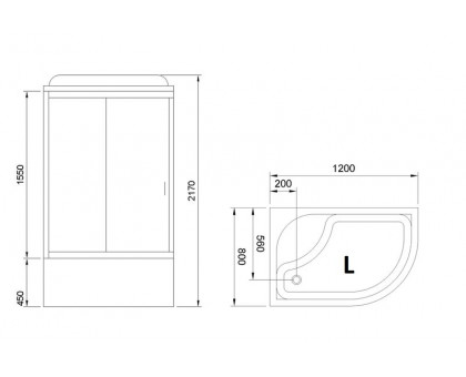 Душевая кабина Royal Bath RB 8120BK6-WT-CH 120х80 см, с прозрачными стеклами, левосторонняя