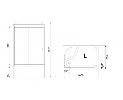 Душевая кабина Royal Bath RB 8100BP6-BT 100х80 см, с прозрачными стеклами , левосторонняя