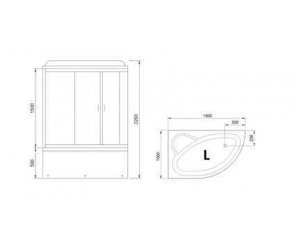 Душевая кабина Royal Bath RB 150ALP-T 150х100 см, с прозрачными стеклами, левосторонняя