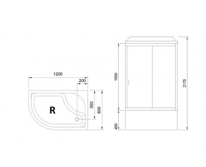 Душевая кабина Royal Bath RB 8120BK3-BT 120х80 см, с прозрачными стеклами, правосторонняя