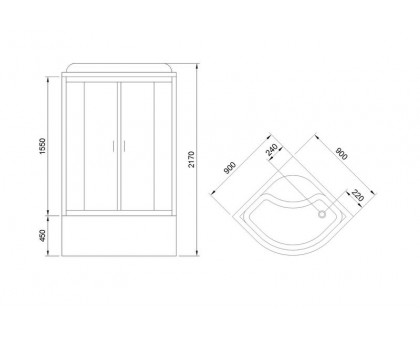 Душевая кабина Royal Bath RB 90BK3-BT-CH 90х90 см, с прозрачными стеклами