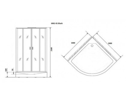 Душевая кабина Niagara Premium NG-6902-01 BLACK 100х100 см