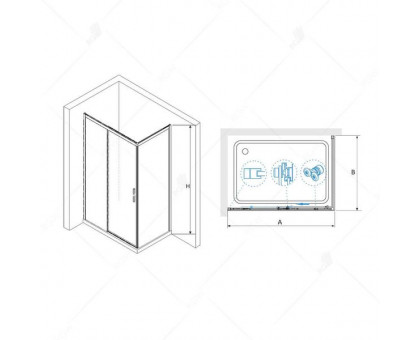Душевой уголок RGW LE-41B (LE-12B + Z-22B) 120x80, прозрачное стекло