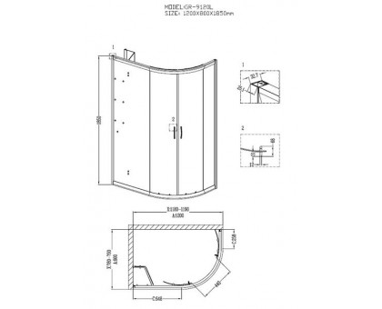Душевой уголок Grossman GR-9120L 120х80 с поддоном