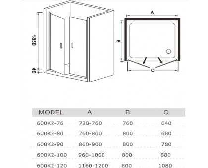 Душевое ограждение WeltWasser WW600 600K2 100