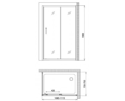 Душевой уголок Gemy Victoria S30191D-A75 110х75 см